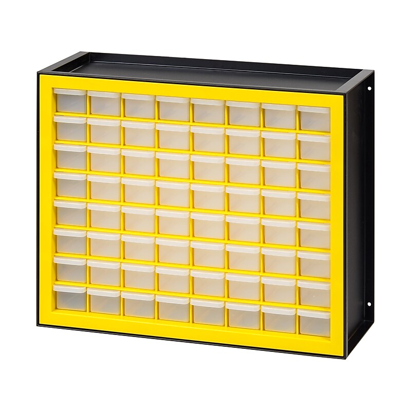 Iris 64-Drawer Desktop Storage Cabinet, Black/Yellow (500177) image 1