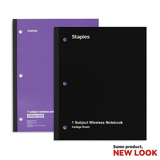 Staples 1Subject Notebook, 8.5" x 11", College Ruled, 80 Sheets