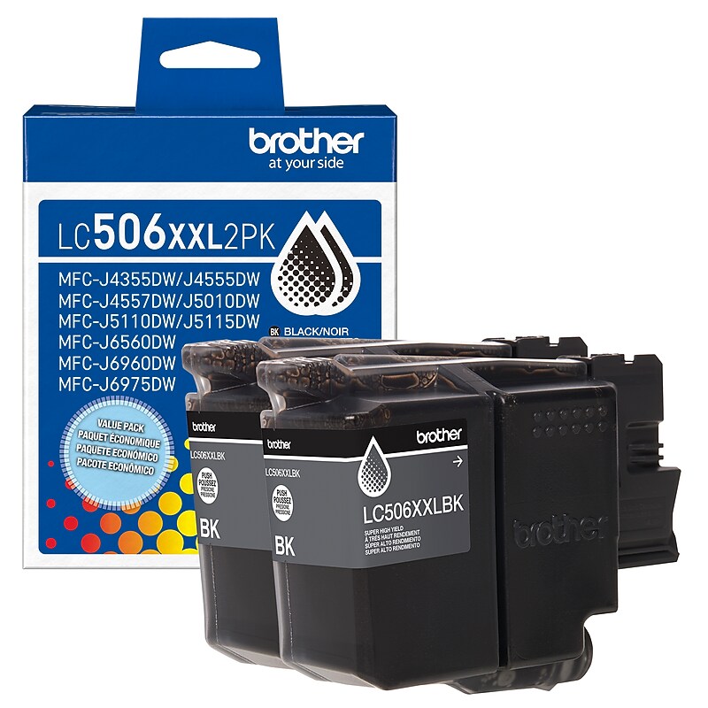 Brother LC506XXL Black Super High Yield Ink Cartridge, 2/Pack (LC506XXL2PKS) image 1