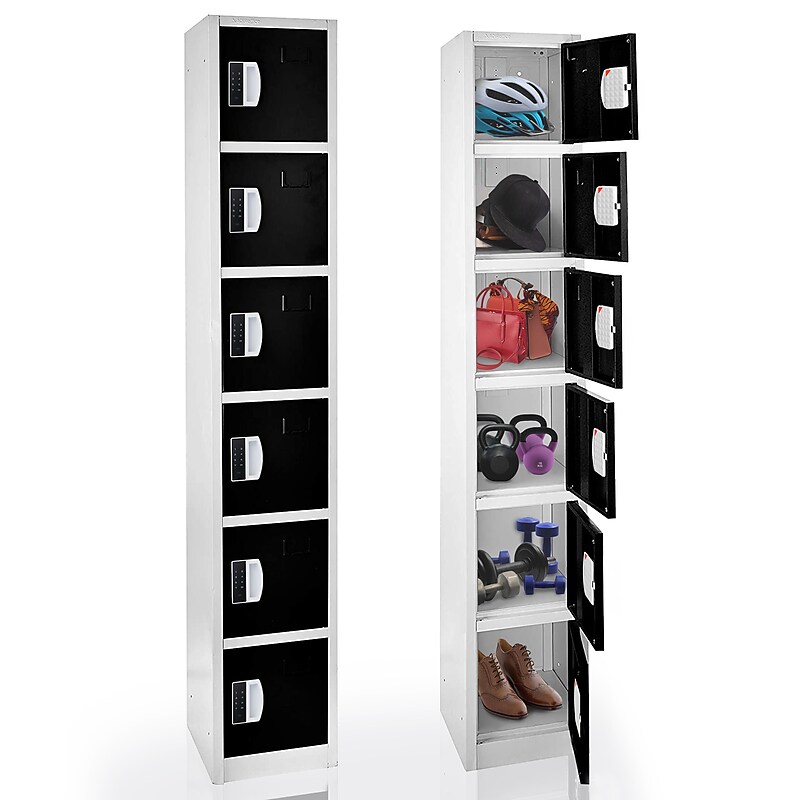 AdirOffice 72"H 6-Tier Black Storage Locker (ADI629-206-BLK-DL) image 1