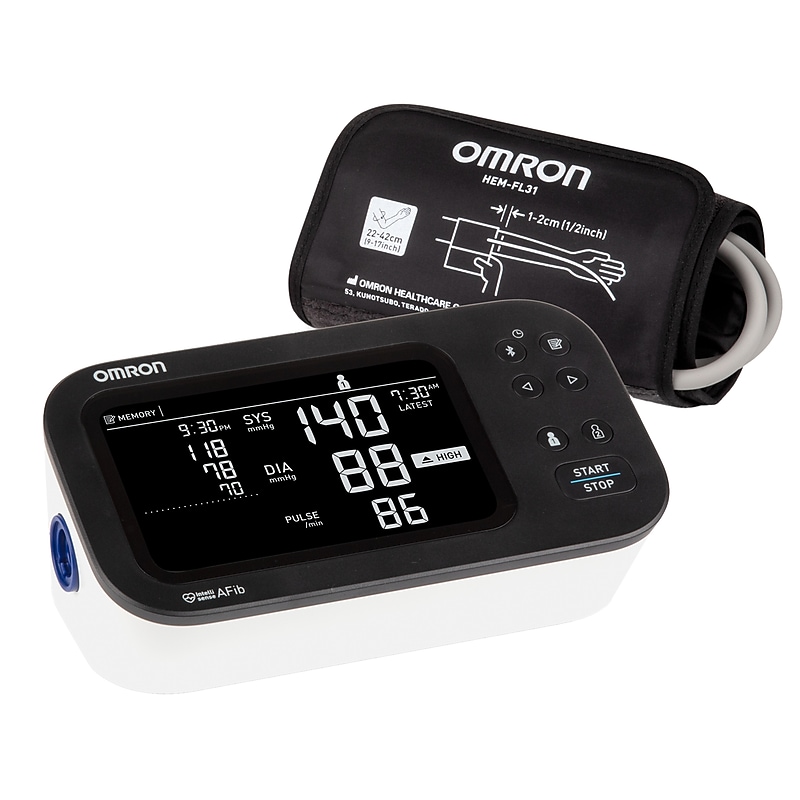 Omron 10 Series Bluetooth Upper Arm Blood Pressure Monitor, Black/White (BP7465) image 1