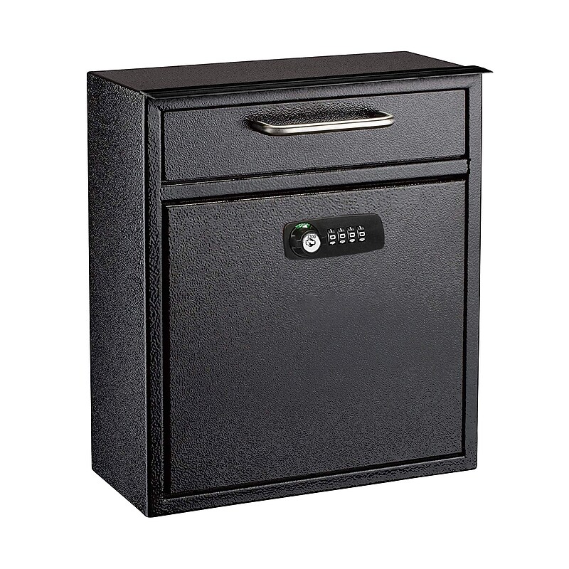 AdirOffice Medium Wall Mounted Drop Box Mailbox, Black (631-05-BLK-KC) image 1
