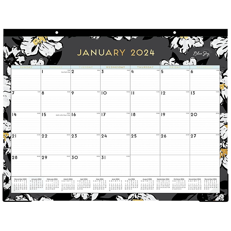 2024 Blue Sky Baccara Dark 22" x 17" Monthly Desk Pad Calendar (110215-24) image 1