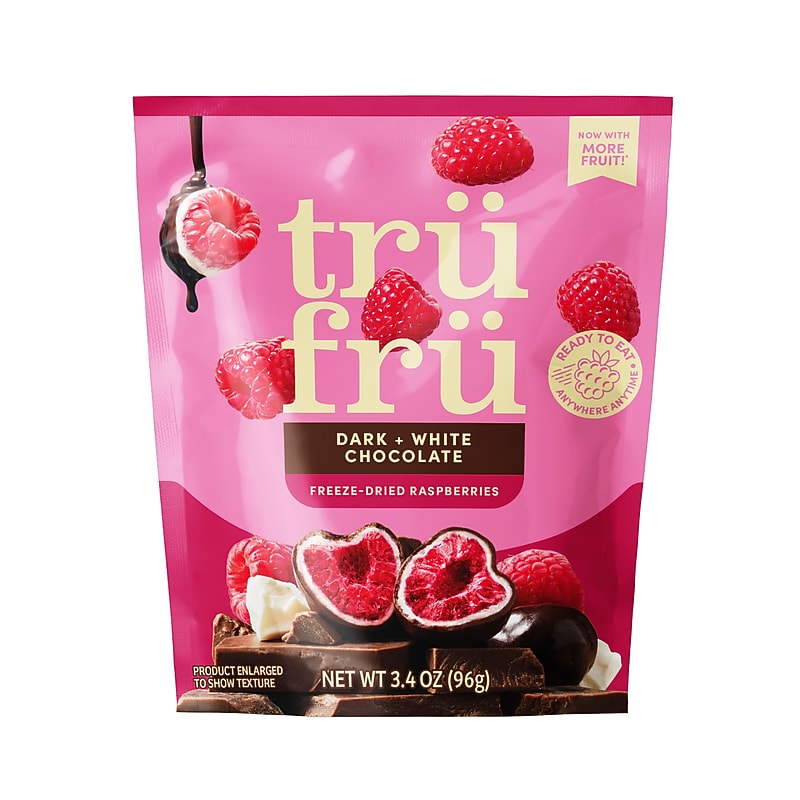 TruFru Freeze-Dried Raspberries in Dark and White Chocolate, 3.4 oz., 6/Carton (10300457) image 1