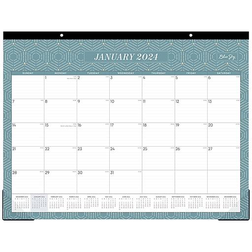 2024 Blue Sky 22" x 17" Monthly Desk Pad Calendar, Blue/White (143725