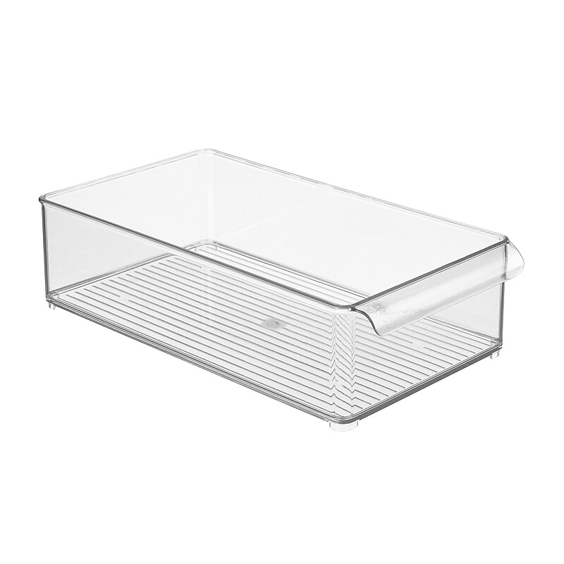 iDESIGN Small Stackable Plastic Storage Bin, Clear (70037) image 1