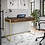 Martha Stewart Ollie 47"W Home Office Desk with 3 Drawers, Walnut/Polished Brass (ZGZP028BRGLD)~#|#~B899A063-AAB5-4693-AD046B36CACC5322_sc7