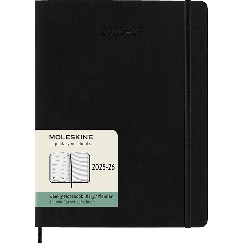 2025-2026 Moleskine Planners 7.5" x 10" Academic Weekly Planner, Leather Cover, Black (DSB18WN4Y26) image 1