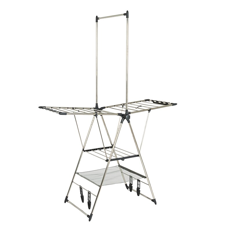 Household Essentials Stainless Steel Multi Tier Laundry Drying Rack, Gray (HE1207) image 1