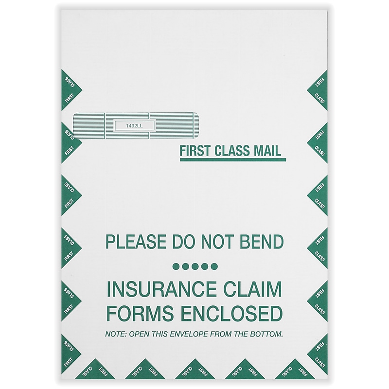 ComplyRight Self Seal Document Envelope 9" x 12 1/2", White/Green, 100/Pack (1492LL) image 1