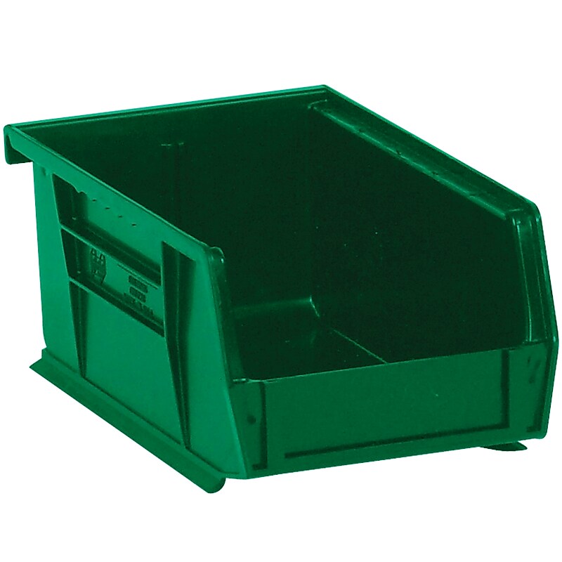 Partners Brand Stack and Hang Small Stackable Plastic Storage Bin, 7.375" x 3"x 4.12", Green, 24/Carton (BINP0743G) image 1