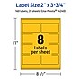 Avery Rectangle Laser/Inkjet Multipurpose Labels, 2" x 3.75", Bright Yellow (160/Pack)~#|#~B8AB486E-F4EB-4FF4-862D961443646DFF_sc7