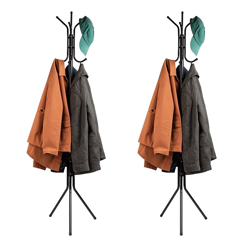 Mind Reader Alloy Collection Coat Rack with 8 Hooks, Black, Metal, 2/Set (2CRACK11-BLK) image 1
