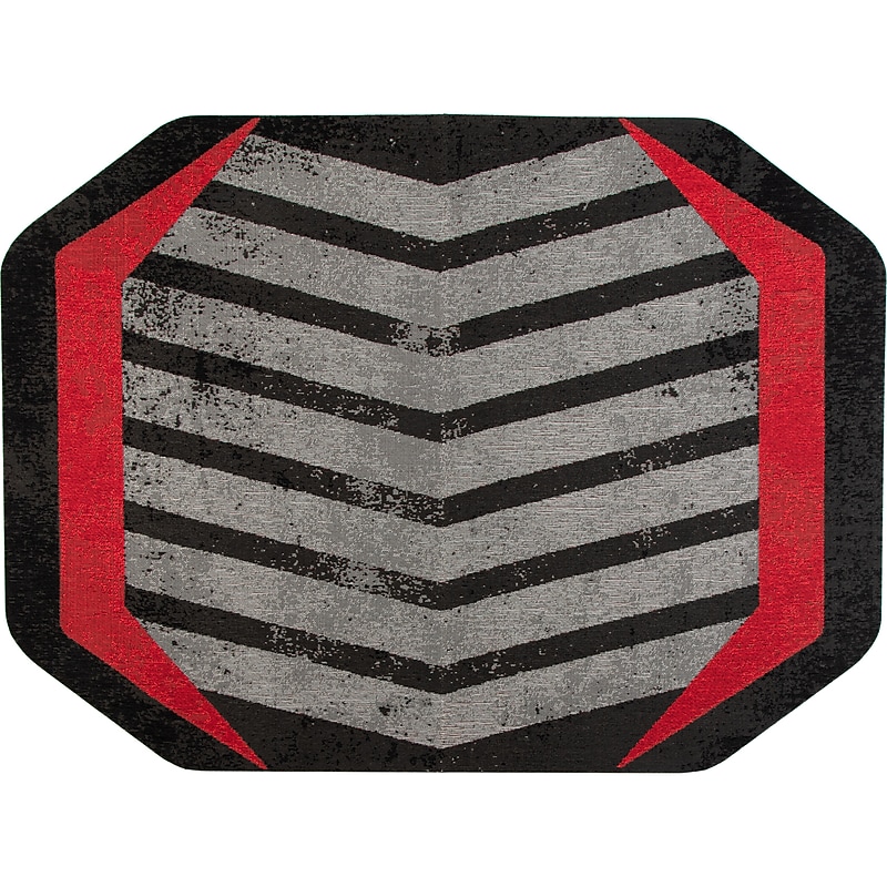 Anji Mountain Rug'd Prizm Red Carpet & Hard Floor Chair Mat, 36" x 48", Gray/Red (AMB9107) image 1