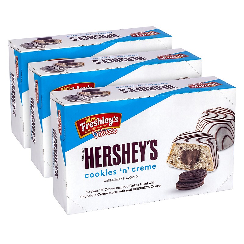Mrs. Freshey's Hershey's Cookies & Creme Cakes, 28 oz, 24/Pack (600-04146) image 1