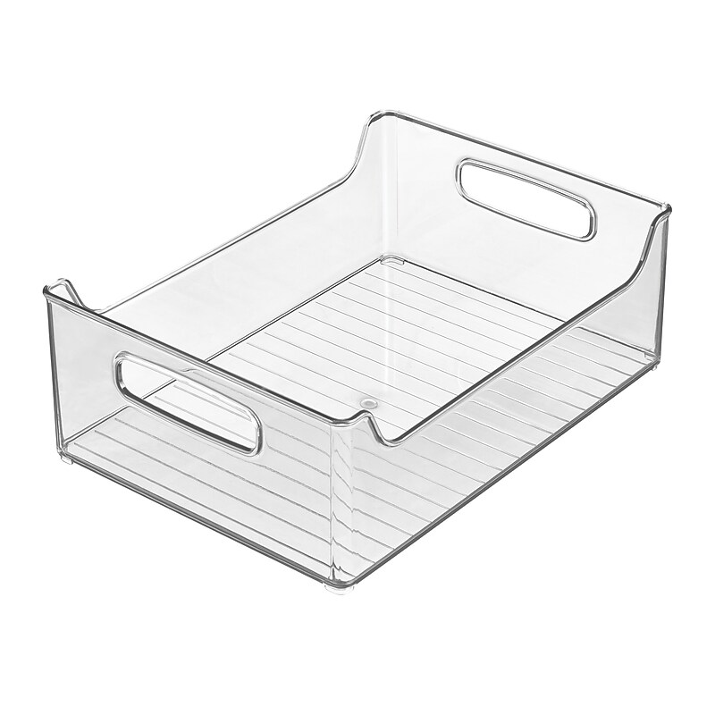 iDESIGN Small Stackable Plastic Storage Bin with Handles, Clear (73330) image 1