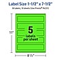 Avery Laser/Inkjet Multipurpose Rectangle Labels, 1.5" x 7.5", Neon Green, 50/Pack (94231)~#|#~B8B8EA3A-BC95-40C4-BBC64DE3254D3268_sc7