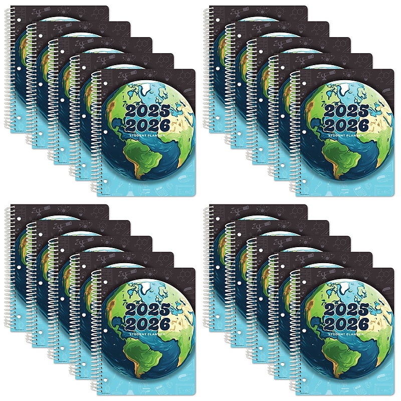 2025-2026 Global Printed Products Earth 8.5" x 11" Academic Year Planner, Paperboard Cover, Multicolored, 20/Pack image 1