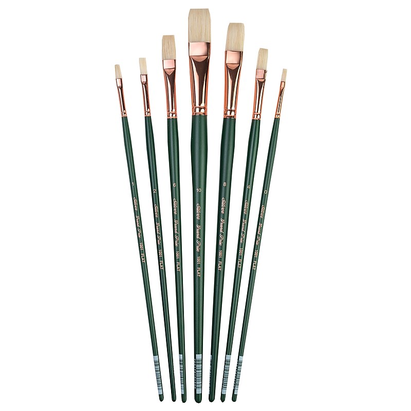 Silver Brush Natural Hog Bristle, Grand Prix All Flat Brushes, 7/Pack (SLVGP1064) image 1
