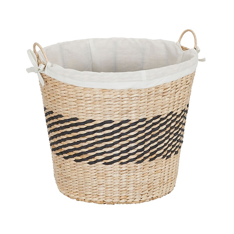Household Essentials Black Band Cattail/Paper Rope Storage Basket, Natural/Black (ML-6733) image 1