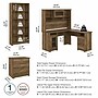 Bush Furniture Cabot 60"W L Shaped Computer Desk with Hutch, File Cabinet and Bookcase, Reclaimed Pine (CAB010RCP)~#|#~B8C4D64F-7F40-4C11-9200742C1814CCE2_sc7