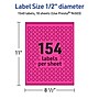 Avery Laser/Inkjet Round Multipurpose Labels, 0.5" Dia., Neon Magenta, 1540/Pack (94503)~#|#~B8C8EBA6-176E-45FF-8C7C9ED7C892724E_sc7