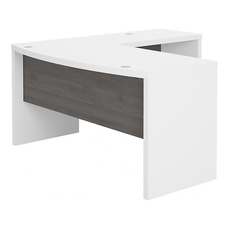 Bush Business Furniture Echo 60"W L Shaped Bow Front Desk, Pure White/Modern Gray (ECH025WHMG) image 1