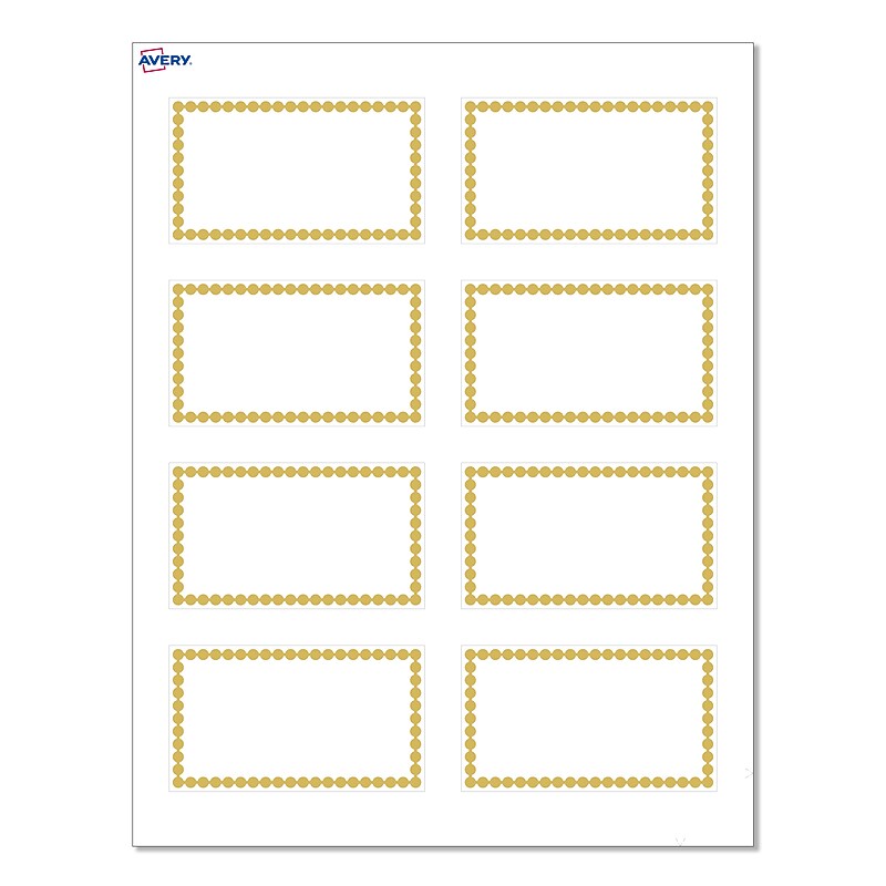 Avery Gold Beads Matte Blank Card, White, 80/Pack (S00-D1M) image 1