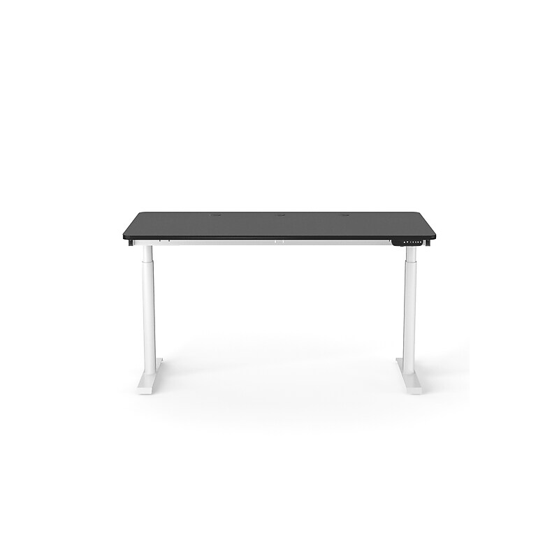 VersaDesk PowerLift 60"W Electric Rectangular Adjustable Standing Desk, Black/White (PLSDR6030-WB-APP) image 1