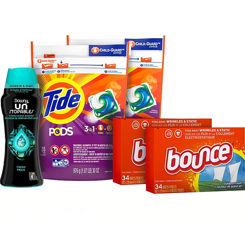 Tide, Downy, and Bounce Laundry Care 5-Item Bundle, Spring Meadow/Fresh/Outdoor Fresh (79822) image 1