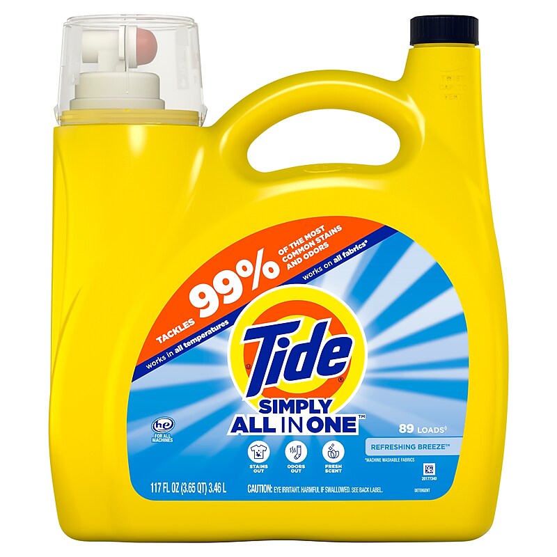 Tide Simply Liquid Laundry Detergent, Refreshing Breeze, 117 oz, 89 Loads (12078) image 1