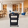 Luxor LEADER 3-Shelf Adjustable Media Utility Cart with Pullout Tray & Drop Leaf Shelves, Black (UCMT1KBDL)~#|#~B900A9C2-15A2-4FC2-88B0B23D79DE1D70_sc7