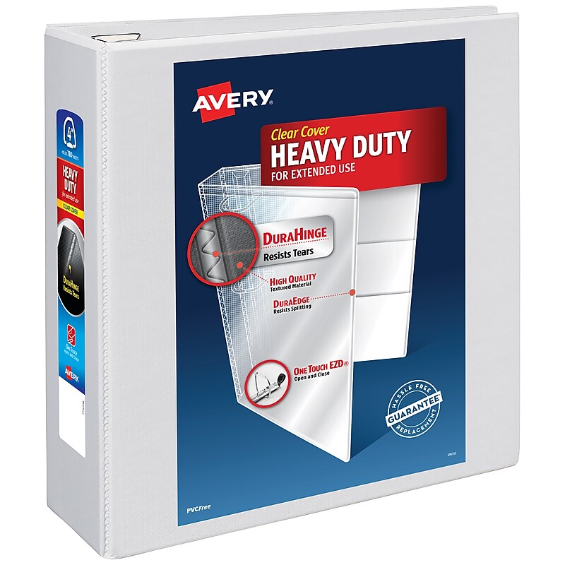 Avery Heavy Duty 4" 3-Ring View Binder, D-Ring, White (79-104/79-704) image 1