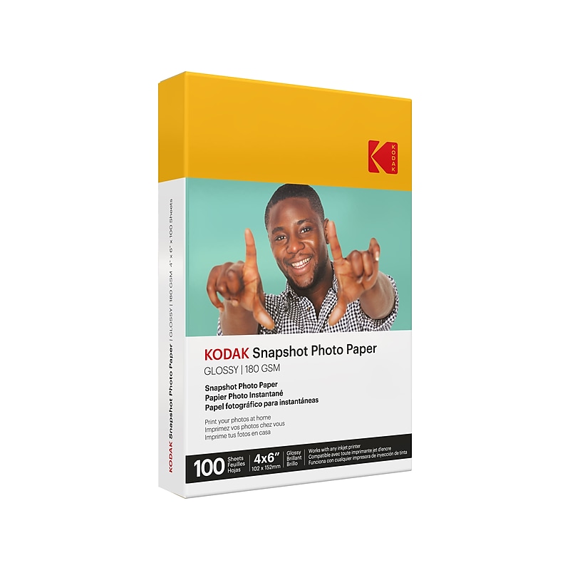 Kodak Snapshot Glossy Photo Paper, 4" x 6", 100 Sheets/Pack (41305) image 1