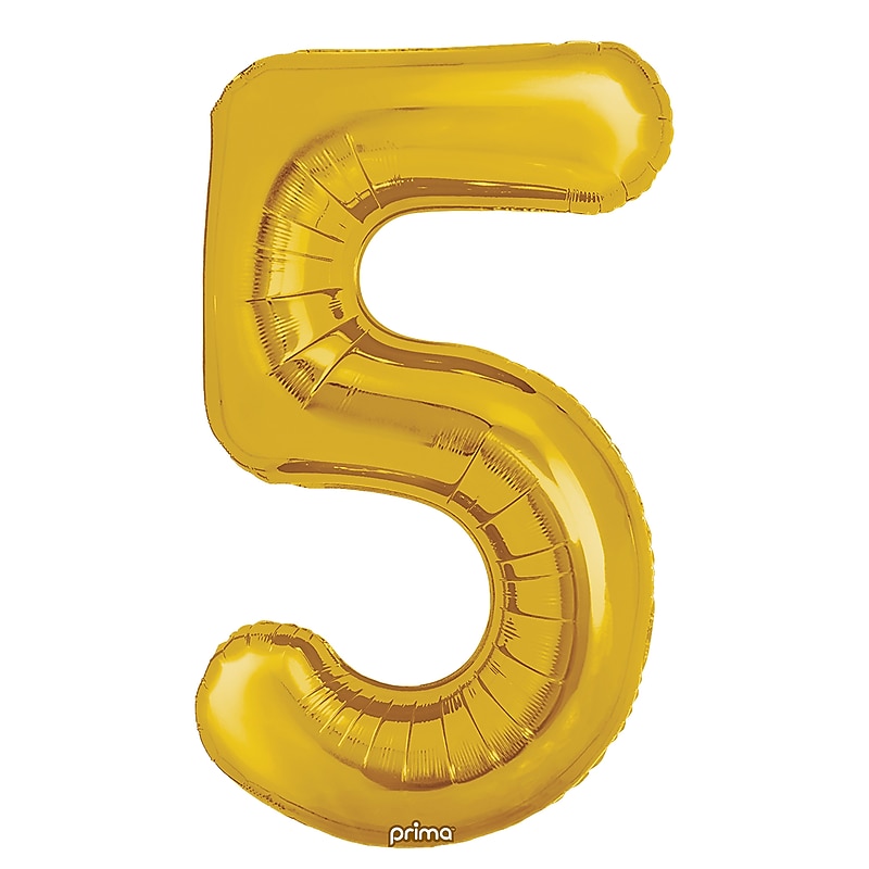 Party City 16" "5" Foil Balloon, Gold, 2/Pack (AM60050204-19) image 1