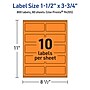 Avery Laser/Inkjet Multipurpose Rectangle Labels, 1.5" x 3.75", Bright Orange, 800/Box (94205)~#|#~B911576C-F02F-48CC-8D2A27EA6360BAA0_sc7