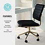 Martha Stewart Ivy Armless Faux Leather Swivel Office Chair, Black/Polished Brass (CH2209211BKGLD)~#|#~B911F420-CE11-45BE-B0F19199DD8D17AF_sc7