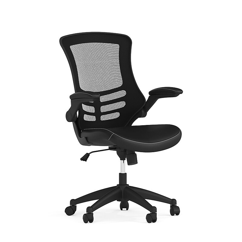 Flash Furniture Kelista Ergonomic LeatherSoft/Mesh Swivel Mid-Back Task Office Chair, Black (BLX5MLEA) image 1