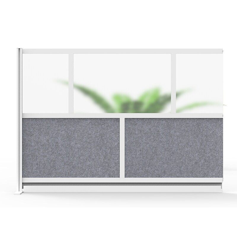 Luxor Modular Room Divider Add-On Wall, 48"H x 70"W, Gray PET/Frosted Acrylic (MW-7048-XFCG) image 1
