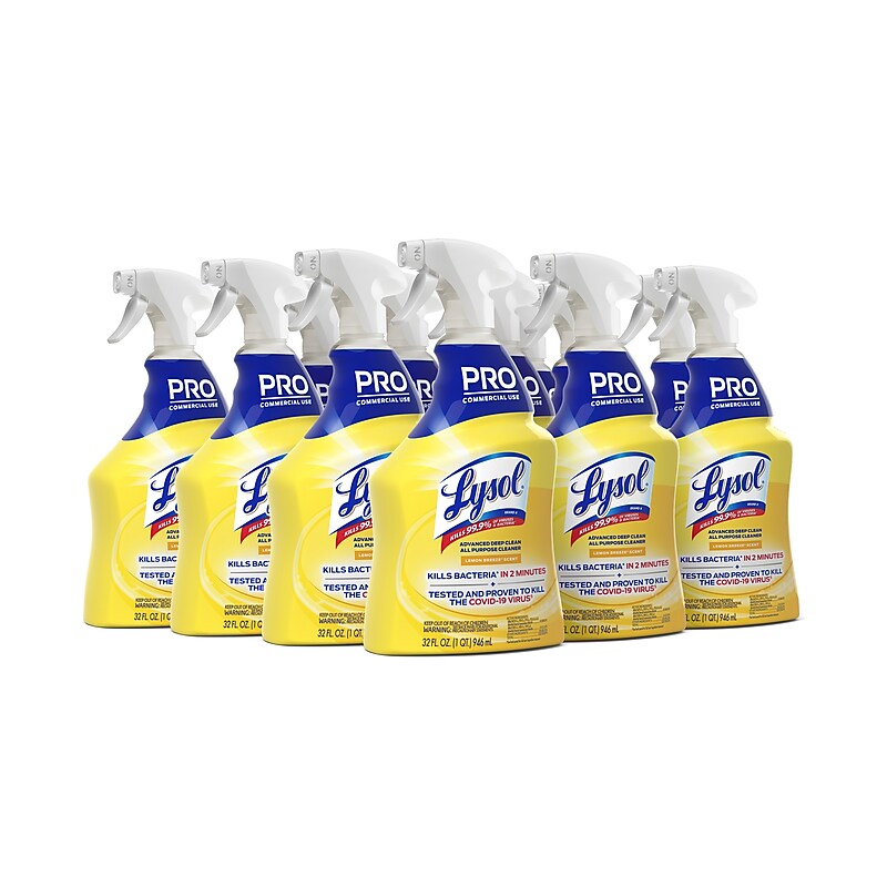 Lysol Professional Advanced Deep Clean All Purpose Cleaner, Lemon Breeze Scent, 32 oz., 12/Carton (1920000351CT) image 1