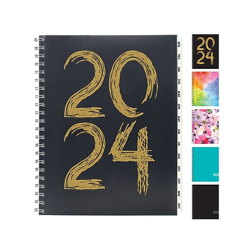 2024 Global Printed Products 8.5" x 11" Weekly & Monthly Planner, Black/Yellow (SPLS248511F