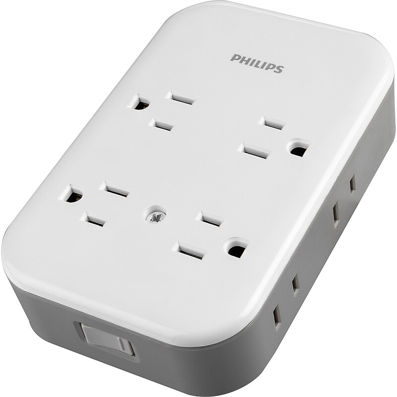 Philips All-in-One 4 Grounded plus 4 Polarized Outlet Surge Protector with USB Charging 1140J, White/Gray (SPP3453GW/37) image 1