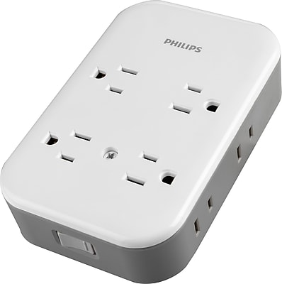 Philips All-in-One 4 Grounded plus 4 Polarized Outlet Surge Protector with USB Charging 1140J, White/Gray (SPP3453GW/37) Simolary simolary.com
