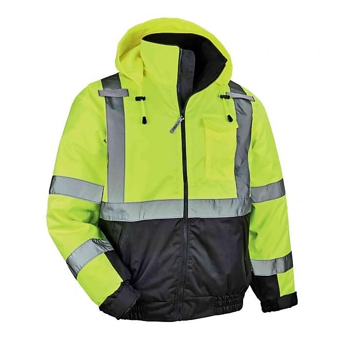 GloWear 8377 Quilted Bomber Jacket, ANSI Class R3, S, Lime