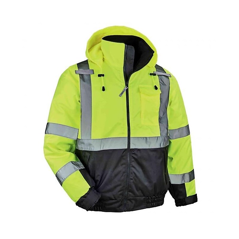 GloWear 8377 Quilted Bomber Jacket, ANSI Class R3, XL, Lime (25625) image 1