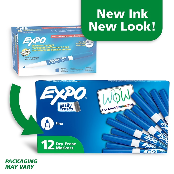 Expo Dry Erase Markers, Fine Tip, Blue, 12/Pack (86003) | Staples