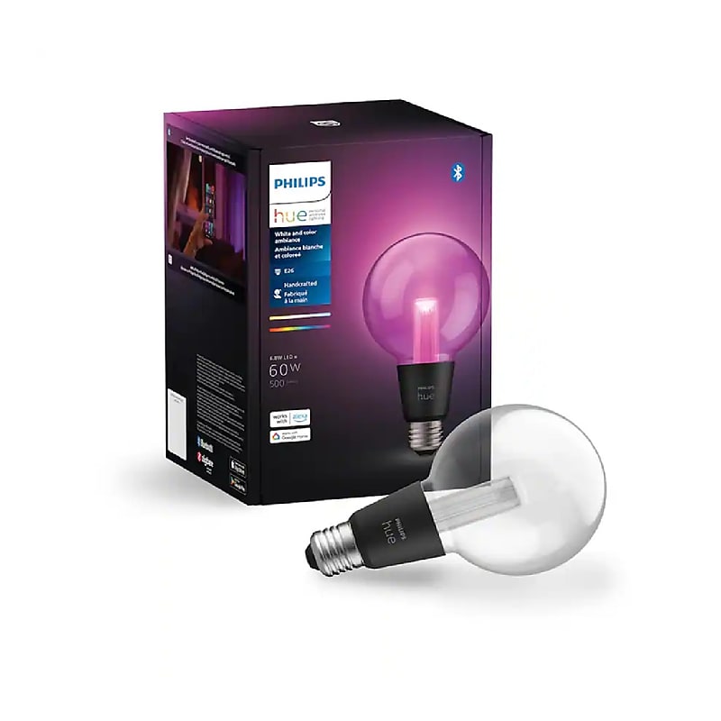 Philips Hue LightGuide Bluetooth & Zigbee 60W Equivalent G30 LED Smart Color Ambiance, Clear (577403) image 1
