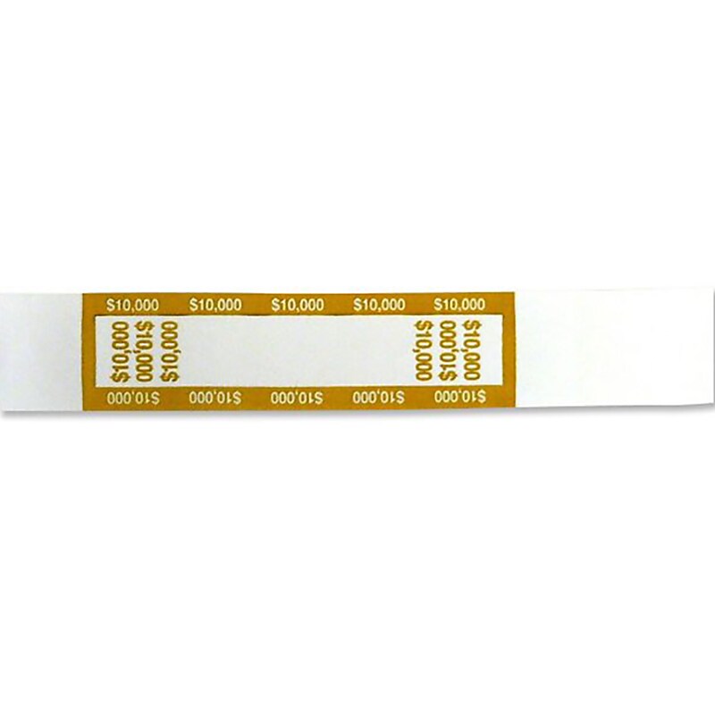 CONTROLTEK $10000 Currency Strap, White/Mustard, 1000/Pack (560022) image 1