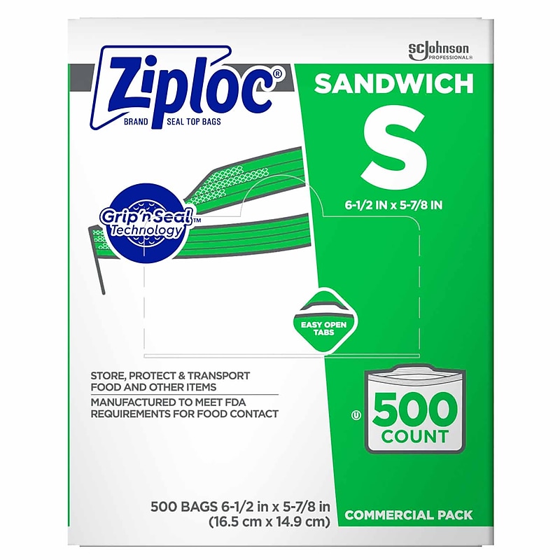 Ziploc Double Zipper Sandwich Bags, 500 Bags/Carton (682255) image 1