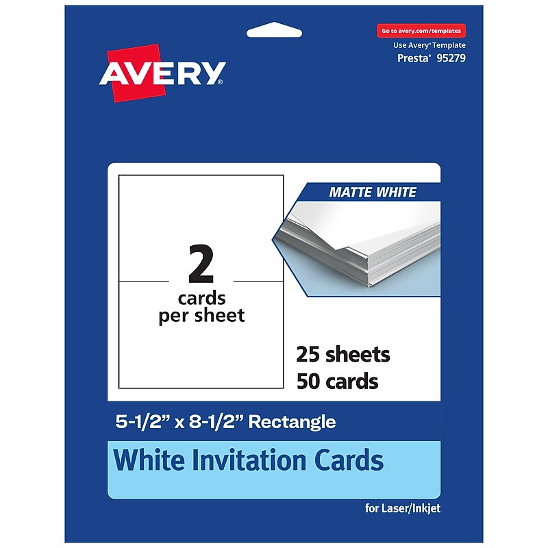 Avery Integrated Cards, 5.5" x 8.5", Matte White, 50/Pack (95279) image 1